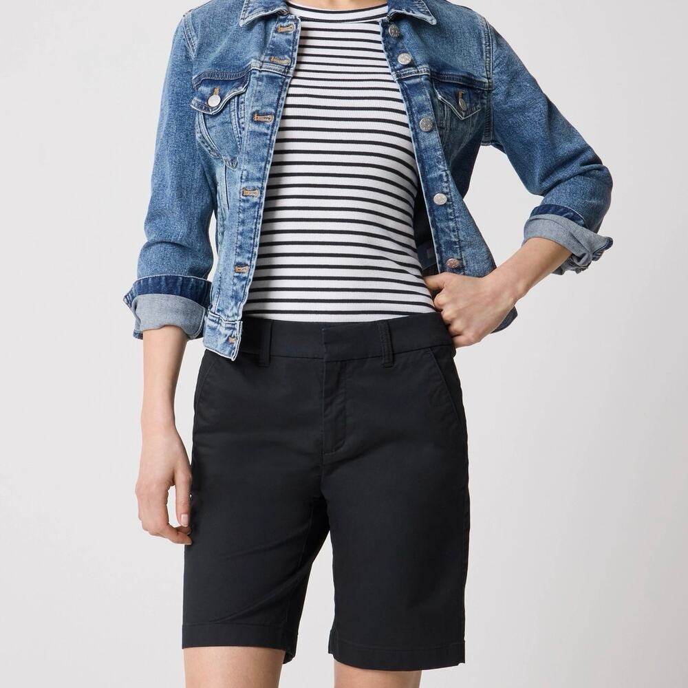 NWT J.Crew Factory 9" Frankie Bermunda Chino Short In Black Size 10